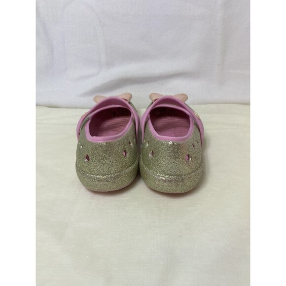 Crocs Girls Toddler Shoes Mary Janes Bow Slip-on Size C 12 Pink Silver Glitter - Picture 4 of 7